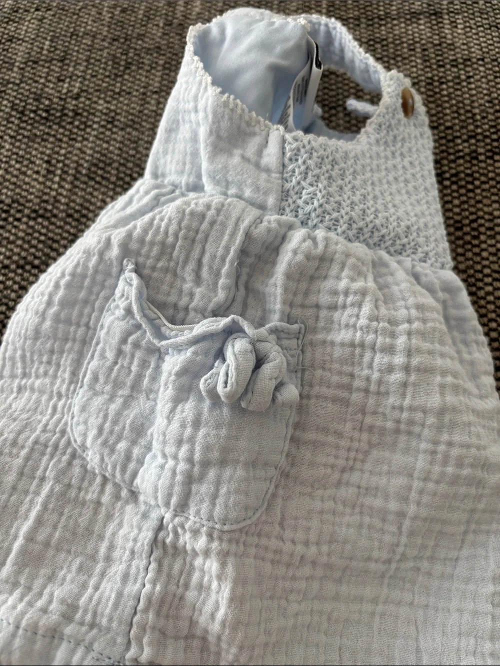 Girls' Light Blue Lemon Appliqué Cotton Dress